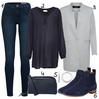 Outfit s Černá/Tmavě modrá/Růžová Slip-on Halenka/Oversize Muselínová Blůza/Halenka s Nafouknutým Rukávem/Dlouhá Halenka/Klasická tunika/Oversize Halenka/Tunikové Tričko/Elegantní Tunika kaffe curve "Kaffe"