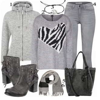 Outfit s Šedá Sportovní Bund Jack Wolfskin "Key Largo Pullover"