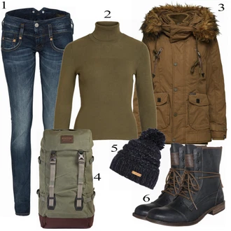 Outfit s Modrá Herrlicher "Khujo Parka"