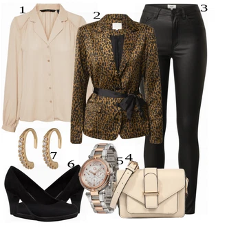 Outfit s Bílá/Béžová/Zlatý/Hnědá Sponka do ucha/Prsten/Přívěsek do ucha/Nezařazené ELLI "Klasický Outfit"