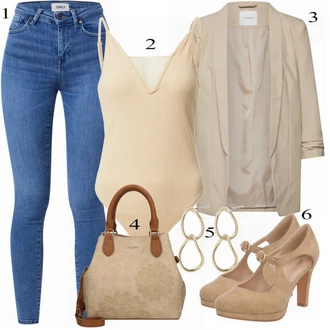 outfit mit Roza/Bež/Modra Srajca About You "Tvoj cool outfit"