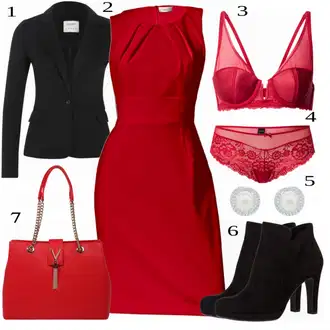 Outfit sa Crvena Haljina Heine "Klasični Outfit"