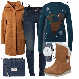 Outfit s Kozačka po Kolena/Zimní bota/Kožená Kozačka nad Koleno Skechers "Barevný zimní outfit"