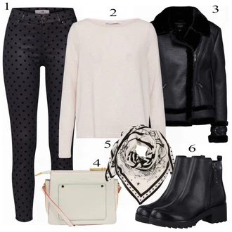 Puntíkatý Outfit s Černá/Fialová Termální Džíny/Dámské Džíny s Délkou 7/8/Džíny s Dírou/Sweat Džíny/Kožené Boty/Navlékací džíny/Push up Džín LTB "LTB Džíny"