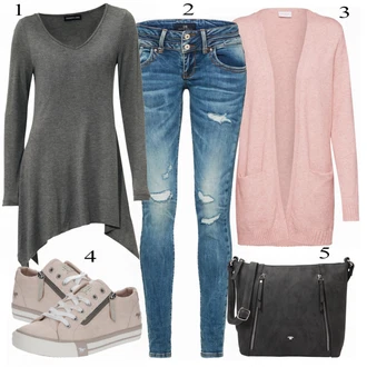 Outfit s Modrá/Tmavě modrá/Světle modrá Džíny s Dírou/Patchworkové Džíny/Kožená Pánská Bund LTB "LTB Džíny"