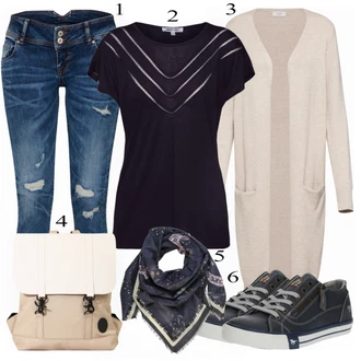 Outfit s Černá Nízká bota na podpatku/Zimní bota/Teniska Mustang "LTB Džíny"