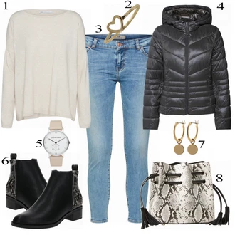 Outfit s Šedá Pletený Oděv Only "LTB Džíny"