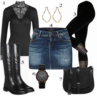 Outfity na zimu s Černá Dlouhý Zimní Kabát/Dlouhá tylová Sukně/Dlouhé Šaty/Dlouhé Kardigany/Tričko/Top & košilka Y.A.S "LTB Rock"