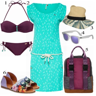 Outfit s Fialová Push-up bikini/Brazilské bikini/Bandeau Bikin/Bikiny s průstřihem/Zavinovací bikini/S Kosticemi/Balconette-bikini Lascana "Lascana Bikini"