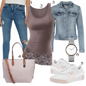 Outfit s Šedá Kabát/Podzimní bunda Vila "Lascana Longtop"