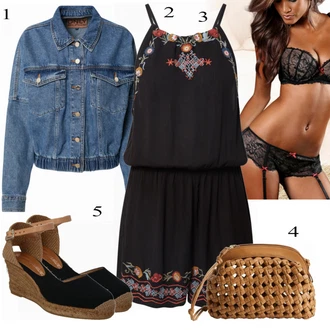 Outfit s Červená/Černá Krajková podprsenka/Kalhotky Průsvitná kalhotka/Podvazkový Pás Lascana "Lehký Outfit"