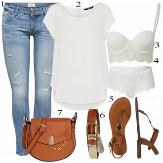 Elegantní Outfit s Bílá/Krémová/Šedá Halenka a Tunika Tunika/Tričko & Top Móda Pro Plnoštíhlé/Halenka Móda Pro Plnoštíhlou Only "Lehký Outfit"Look: Styl, Lehký, 20 léta, Cool, Elegantní, Moderní, Skromné