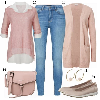 Outfit s Modrá Kožená bunda/Svetrová Vest Dlouhý svetr/Midi Kabát Pieces "Lehký Outfit"