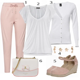 Dlouhé Outfit s Bílá/Žlutá/Šedá Pletenina veľkej veľkosti/Halenka Móda Pro Plnoštíhlou Heine "Lehký Outfit"