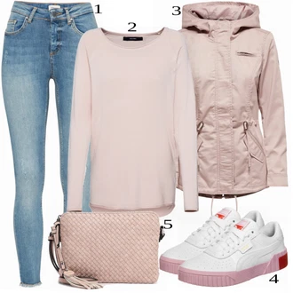 Outfit sa Bijela/Siva Traper Jakna Only "Lagani Outfit"