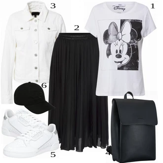 Outfit s Černá Sukně Áčkového Střihu/Kraťas pro plnoštíhlé Lascana "Lehký Outfit"