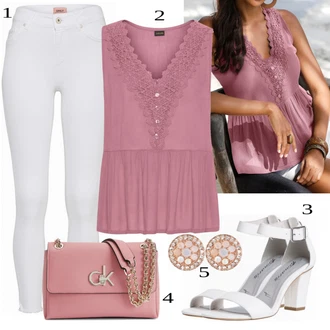 Outfit s Růžová/Červená/Zlatý Sponka do ucha/Pecka Fossil "Lehký outfit"