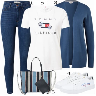 outfit mit Modra Kavbojke Gina Tricot "Tvoj cool outfit"