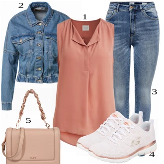 Outfit s Růžová/Šedá Skechers "Módní outfit pro volný čas"