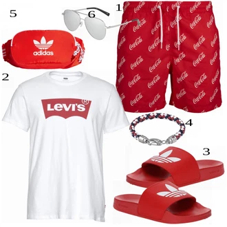 outfit mit Rdeča Čevlj Copat Adidas Originals "Priložnostna oblačila"