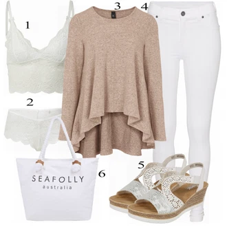 Outfit s Bílá Doplňek/Plážová taška/Plážová taška Seafolly "Lente Outfit"