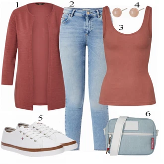 Outfit s Červená/Hnědá/Tmavě červená Pletenina veľkej veľkosti/Halenka a Tunika Tunika Only "Lente Outfit"