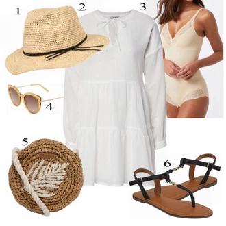 Outfit s Bílá/Růžová/Béžová/Modrá Tělo MAGIC Bodyfashion "Lente Outfit"
