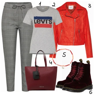 Outfit s Šedá Látková Kalhoty VERO MODA "Levis"