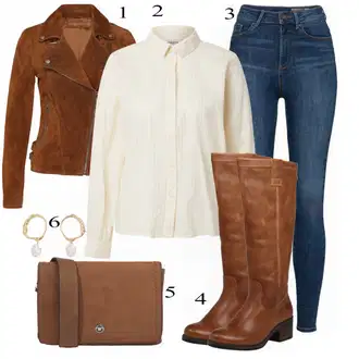Outfit s Šedá/Hnědá/Khaki/Béžová Bunda s Bočním Zipem/Kožené Bund Kožená vintage bunda/Bunda z Umělé Kůže/Motorkářské Bund/Kožené Bund/Motorkářská bunda Freaky Nation "Lehký Outfit"