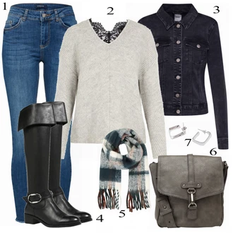 Outfit s Šedá Pletený Oděv VERO MODA "Krásný"