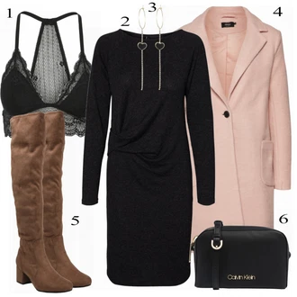 Outfity na zimu s Černá Prsatější střih podprsenky/Měkká podprsenka/Kojící podprsenka/Pánské boty ve velikosti 11/Průsvitná podprsenka a podprsenka s kosticí Sisters Point "Pěkný Outfit"