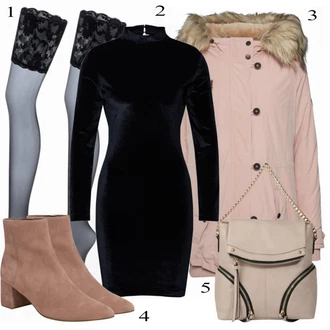 Outfit s Černá/Šedá/Bílá/Fialová/Tmavě modrá Samodržící Punčocha/Síťovaná punčocha/Podržte Punčochu/Punčocha Nad Koleno/Pletená Punčocha/Punčochy Proti Trombóze/Nylonová punčocha VIVANCE "LovelyPink"