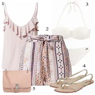 Outfit s Bílá/Béžová/Khaki Balconette/Women's Lingerie & Swimwear/S Kosticemi/Balconette-bikini/Bandeau Bikin/Push-up bikini Buffalo "Letní Outfit"