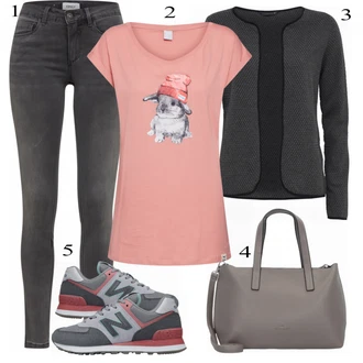Outfit s Šedá Teniska New Balance "Ležérní Freizeit Look"