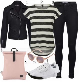 Dlouhé Outfit s Černá/Tmavě modrá Legíny s Podšívkou/Teplé Legíny/Kožená bunda/Neprůhledný Legíny/Sportovní Legína/Formovaná Legína/Bavlněné Legíny/Legíny s Rozparkem/Pletený Legín Only "Ležérní Freizeit Look"