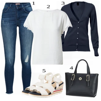 Dlouhé Outfit s Modrá/Tmavě modrá Pletenina veľkej veľkosti/Halenka Móda Pro Plnoštíhlou Heine "Ležérní Freizeit Look"
