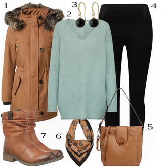 Normální Outfit s Hnědá Kabát/Zimní Parka/Zimní bota Only "Ležérní Freizeit Look"