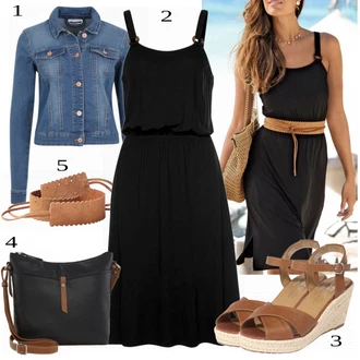 Outfit s Černá Dlouhé Šaty/Dlouhá tylová sukně/Dlouhý Zimní Kabát/Doplňek/Taška Tom Tailor "Ležérní Freizeit Look"