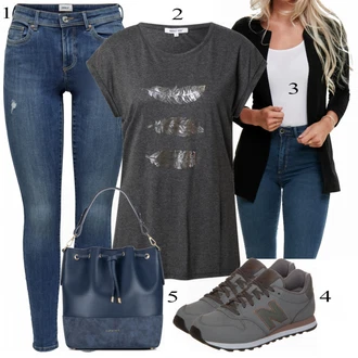 Outfit s Černá Pletenina veľkej veľkosti/Kabát/Tunika Only "Ulice Styl Outfit"