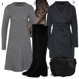 Outfity na zimu Ke kolenům Viskóza s Šedá/Tmavě šedá/Světle šedá VERO MODA "MELROSE Pletené šaty"