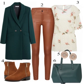 Outfit s Zlatý Pecka/Sponka do ucha Fossil "Mango Kabát"