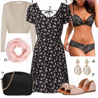 Outfit s Černá/Červená/Růžová Šaty S Potiskem/Letní Šaty/Ležérní Šaty/Šaty Niki/Skater šaty/Mini Šaty/Rock'n rollové šaty/Šaty Do Áčka About You "Mega krásné jarní Outfits"