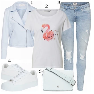 Outfit s Bílá Kožené Bund Only "Mega krásné jarní Outfits"