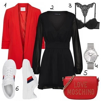 Outfit s Červená/Tmavě červená Oversize Sako/Boyfriend Sako/Dlouhý Sako/Teplákový blejzr/Kožená bunda pro muže Pieces "Melisa"