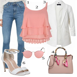 Outfit s Světle modrá/Modrá Kožená bunda/Push up Džín/Slim Fit Džíny/Džíny s Rozparkem/Navlékací džíny/Zimní bunda/High Waist Džínové Kalhoty/Kožené Boty VERO MODA "Moderní Business Outfit"