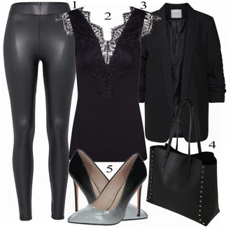 Gotický Outfit s Černá/Bílá Velká taška/Obchodní Taška/Taška/Taška Přes Rameno/Kancelářská Taška/Shopper taška/Sportovní Taška Přes Rameno/Taška Na Rameno About You "Moderní Business Outfit"Look: Rad, Šik, Cool, Gotický, Italský