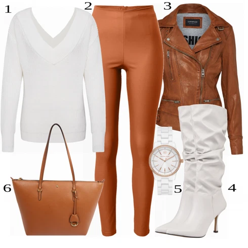 Kombinace Oranžová/Hnědá/Béžová Kožený legíny/Legíny s Vysokým Pasem/Legíny Kožený Vzhled/Legíny s Rozparkem/Neprůhledný Legíny/Tregíny/Latexové legíny/Formovaná Legína Vila