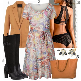 Outfit s Růžová/Černá/Bílá/Oranžová Prsatější střih podprsenky/Bralette/Trojúhelníkový Podprsenek/Krajková podprsenka Lascana "Moderní Business Outfit"