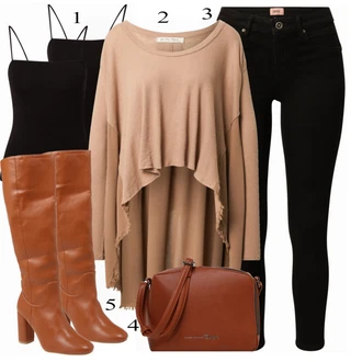 Outfit s Hnědá Top Free People "Podzimní módní styl"