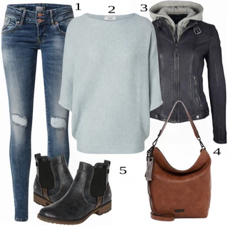 Outfit s Černá Kabát/Podzimní bunda/Bunda s Kapucí "Podzimní módní styl"